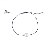 Bracelet tressé peace argent 925 - BLEU MARINE