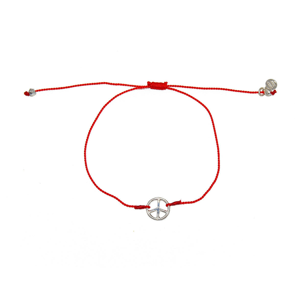 Bracelet tressé peace argent 925 - ROUGE