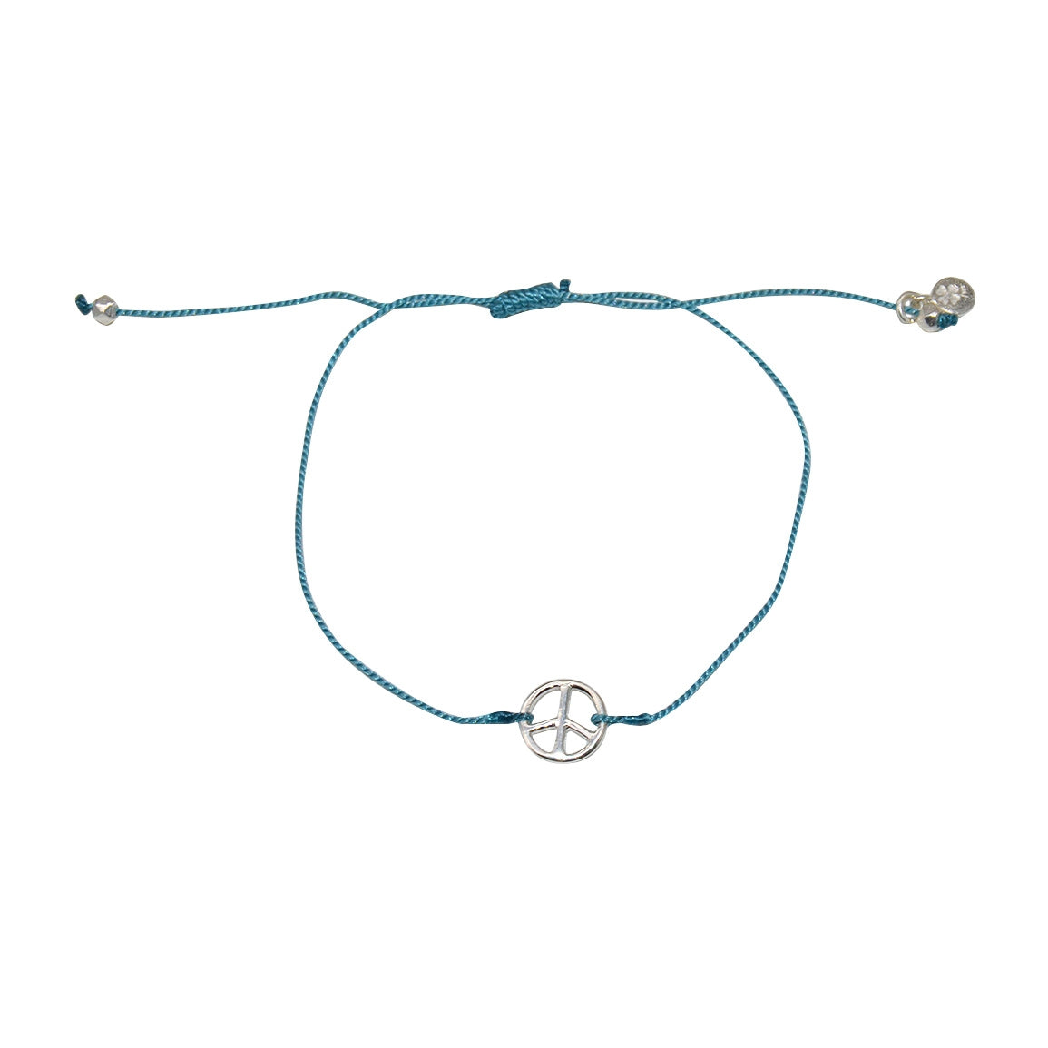Bracelet tressé peace argent 925 - BLEU JEAN