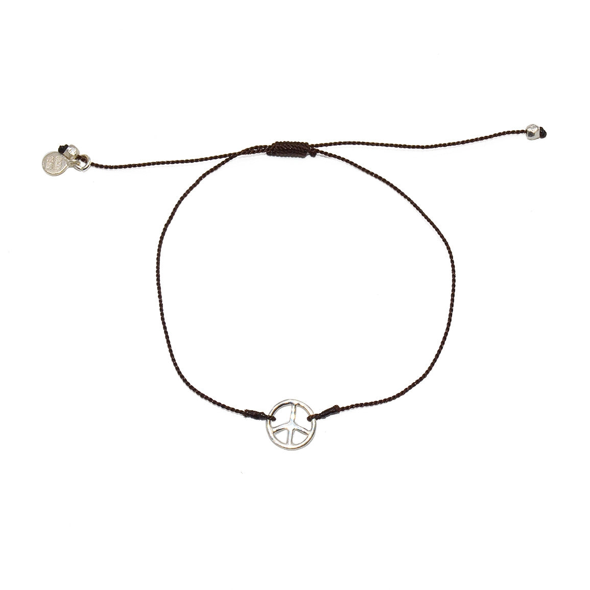 Bracelet tressé peace argent 925 - CHOCOLAT