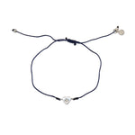 Bracelet fil fin coloré coeur argent 925 et zircon - BLEU