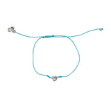 Bracelet fil fin coloré coeur argent 925 et zircon -