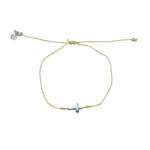 Bracelet tressé et croix argent 925 - BEIGE