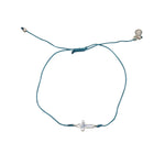 Bracelet tressé et croix argent 925 - BLEU JEAN