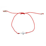Bracelet tressé et croix argent 925 - ROUGE