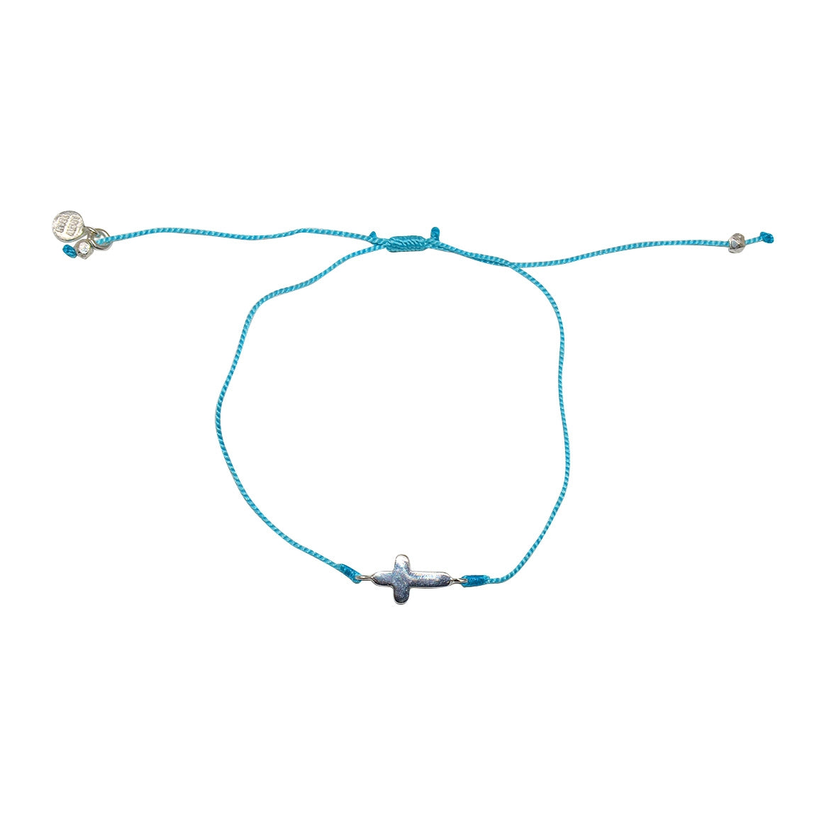 Bracelet tressé et croix argent 925 - TURQUOISE
