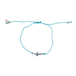 Bracelet tressé et croix argent 925 - TURQUOISE