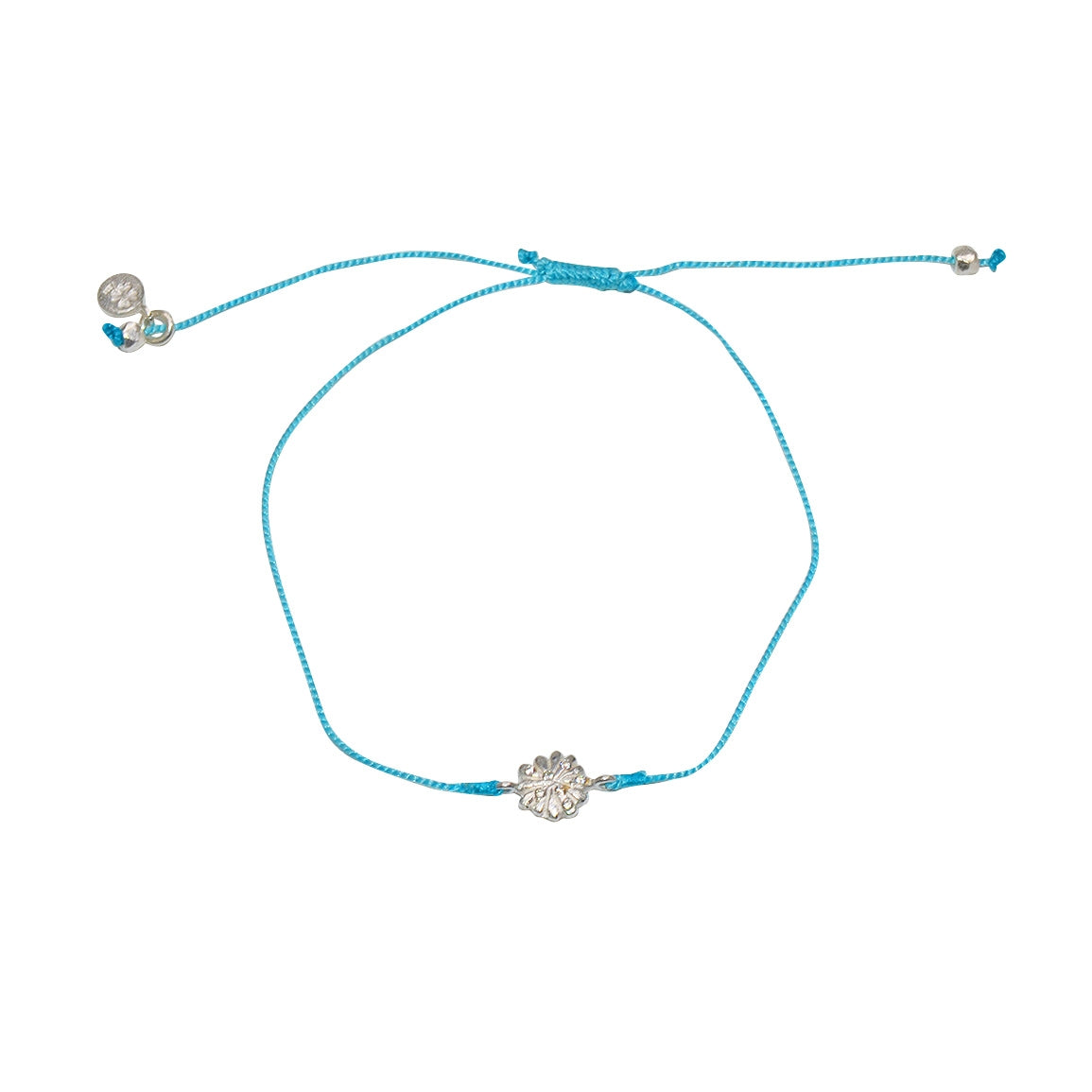 Bracelet tressé fleur argent 925 et zircons - TURQUOISE