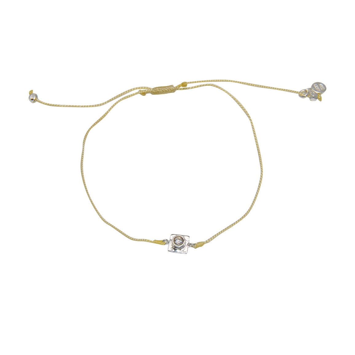 Bracelet tressé argent 925 et zircon - BEIGE