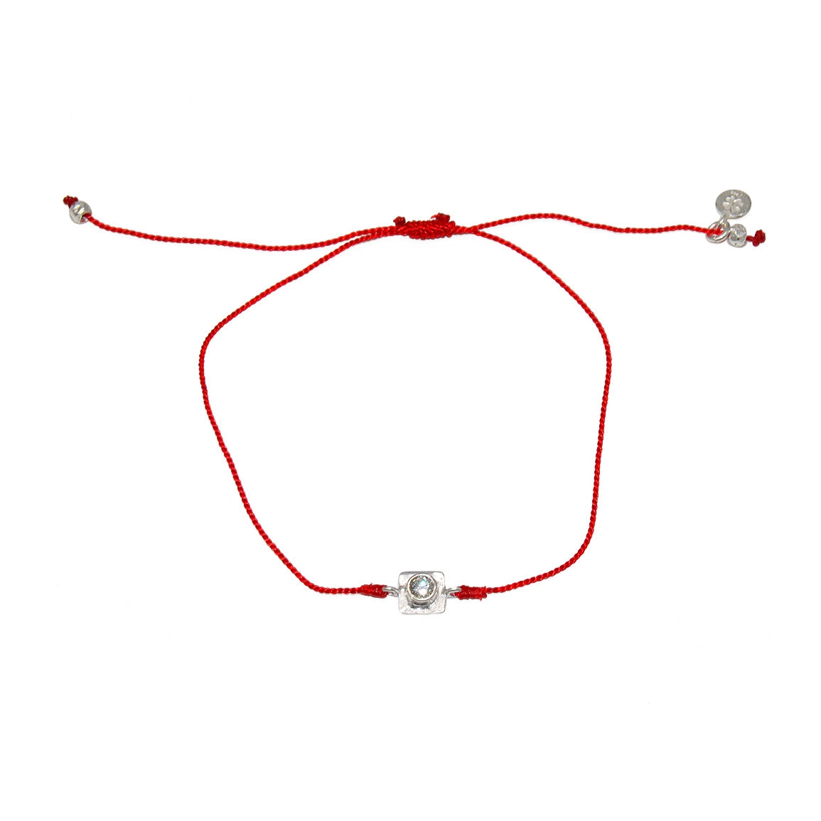 Bracelet tressé argent 925 et zircon - ROUGE