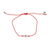 Bracelet tressé argent 925 et zircon - ROUGE
