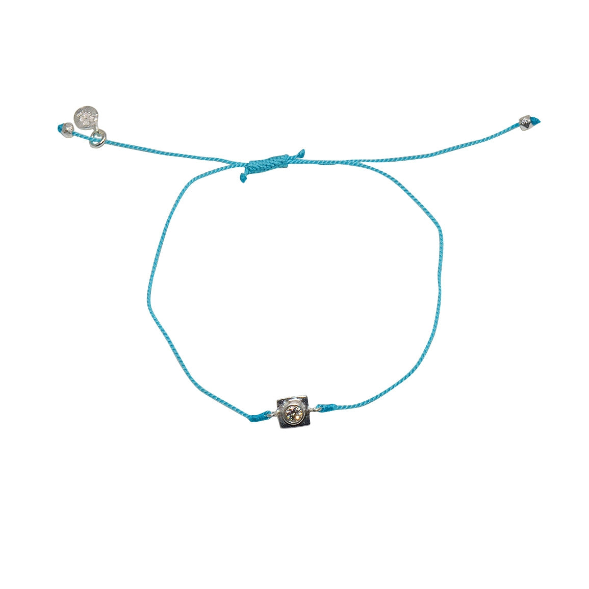 Bracelet tressé argent 925 et zircon - TURQUOISE