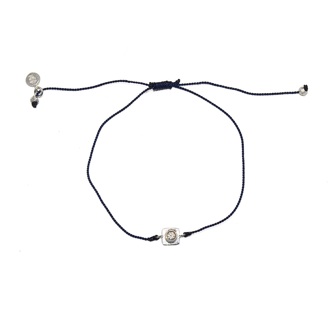 Bracelet tressé argent 925 et zircon - BLEU MARINE