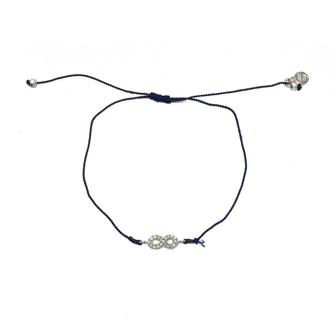Bracelet tressé infini argent 925 et zircons - BLEU MARINE