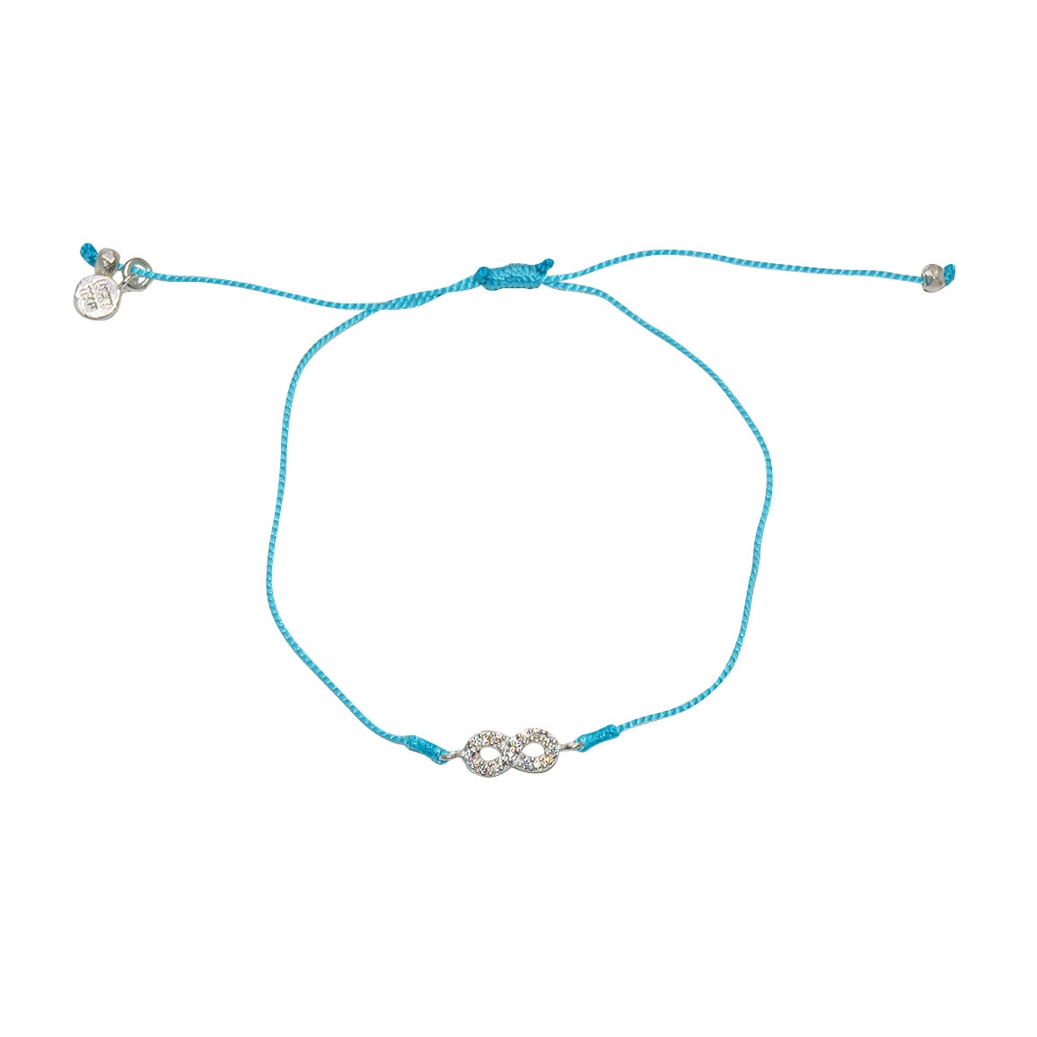 Bracelet tressé infini argent 925 et zircons - TURQUOISE