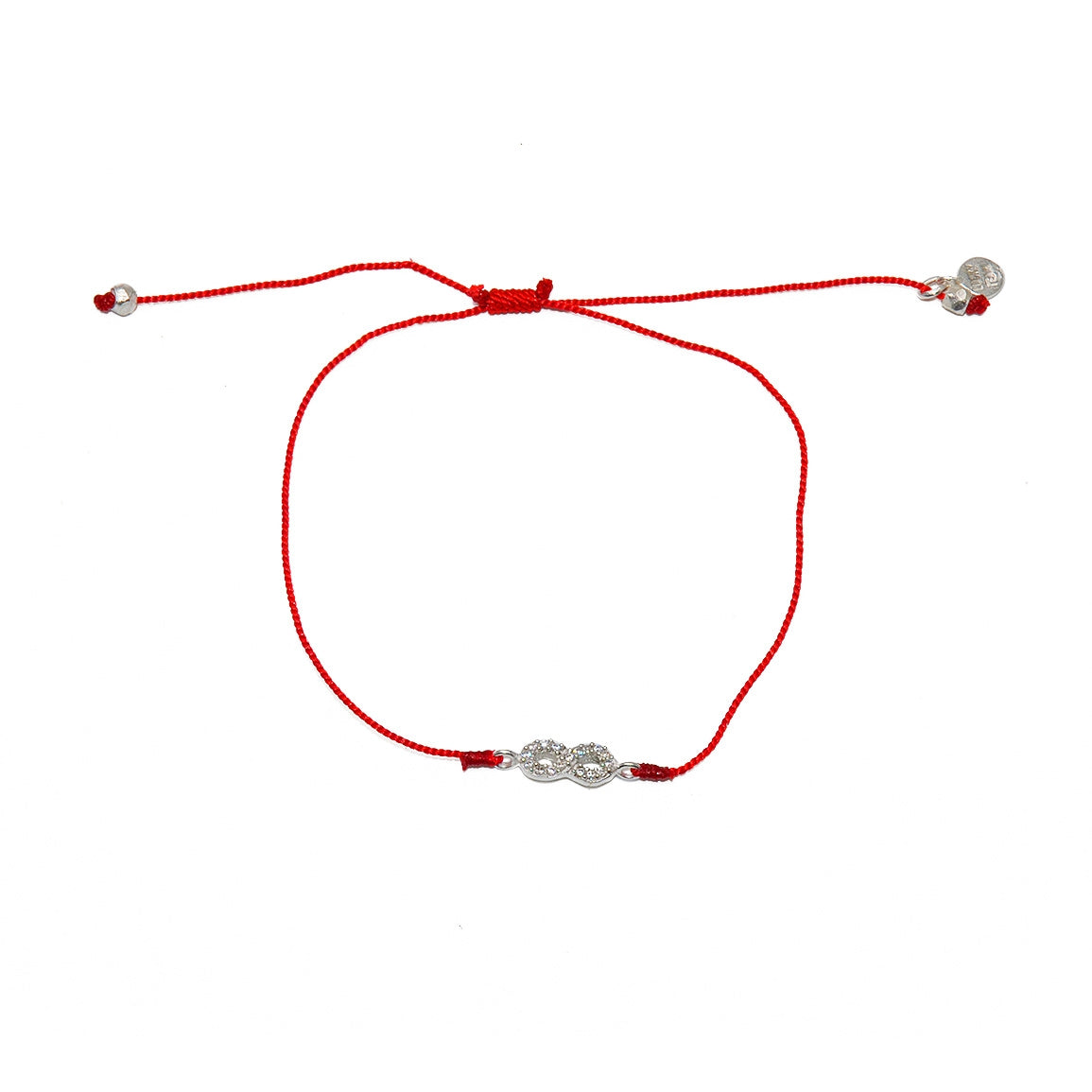 Bracelet tressé infini argent 925 et zircons - ROUGE