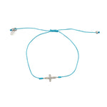 Bracelet tressé coloré croix argent 925 et zircons