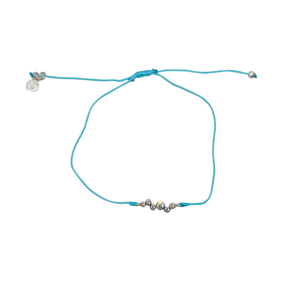 Bracelet tressé argent 925 et zircons blancs - TURQUOISE