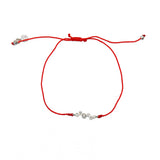 Bracelet tressé argent 925 et zircons blancs - ROUGE