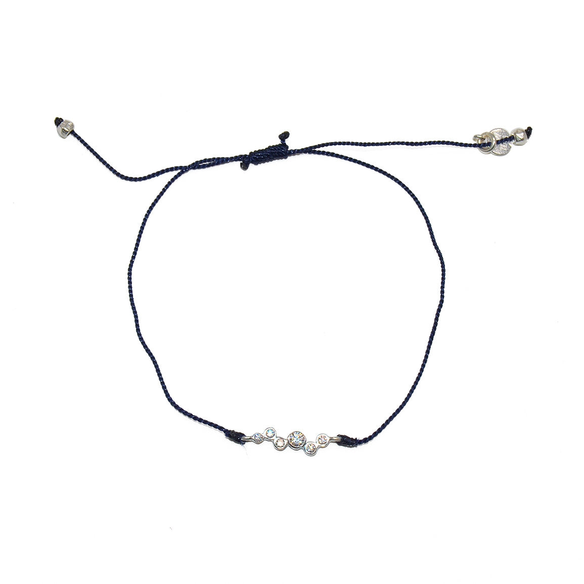 Bracelet tressé argent 925 et zircons blancs - BLEU MARINE