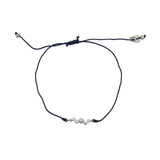 Bracelet tressé argent 925 et zircons blancs - BLEU MARINE