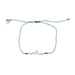 Bracelet tressé serpent argent 925 et zircons - BLEU JEAN