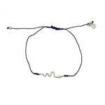 Bracelet tressé serpent argent 925 et zircons - BLEU MARINE