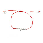 Bracelet tressé serpent argent 925 et zircons - ROUGE