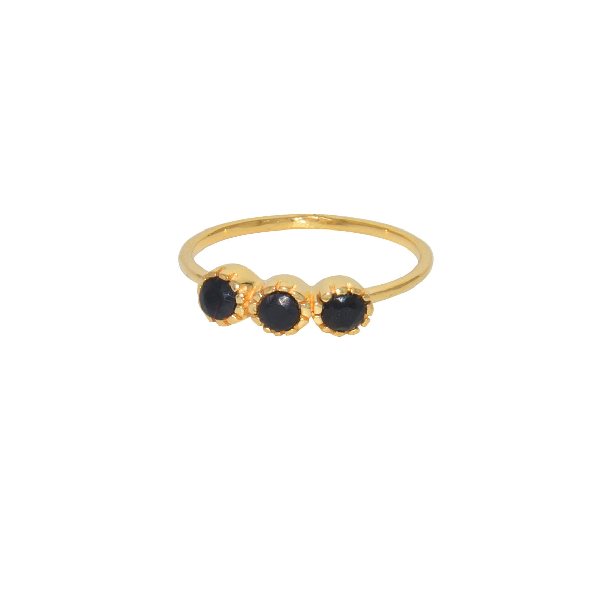 Bague dorée trilogie de pierres - 50 / ONYX NOIRE