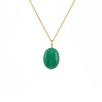Collier doré grand scarabée pierre - ONYX VERTE