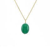 Collier doré grand scarabée pierre - ONYX VERTE