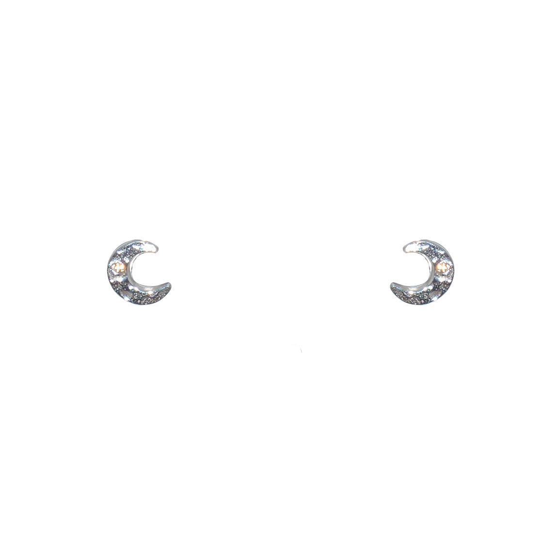 Boucles argent 925 demi lune martelée et zircon