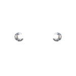 Boucles argent 925 demi lune martelée et zircon