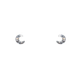 Boucles argent 925 demi lune martelée et zircon