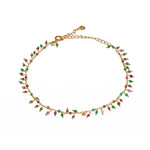 Bracelet de cheville doré et pampilles multi pierres -