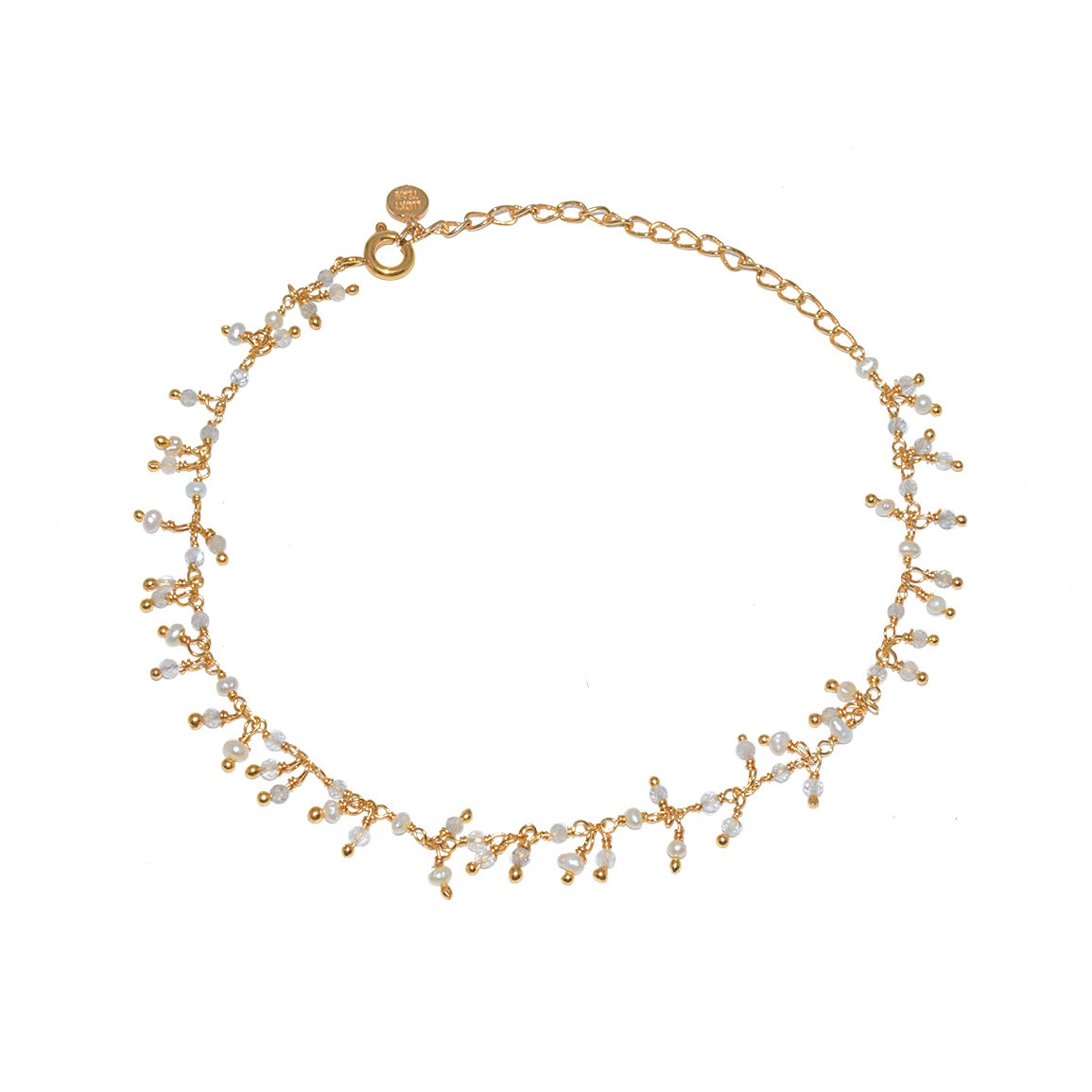 Bracelet de cheville doré et pampilles multi pierres -