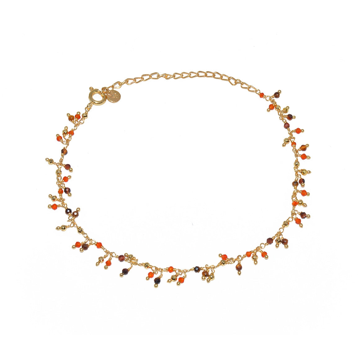 Bracelet de cheville doré et pampilles multi pierres -