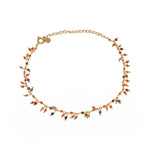 Bracelet de cheville doré et pampilles multi pierres -