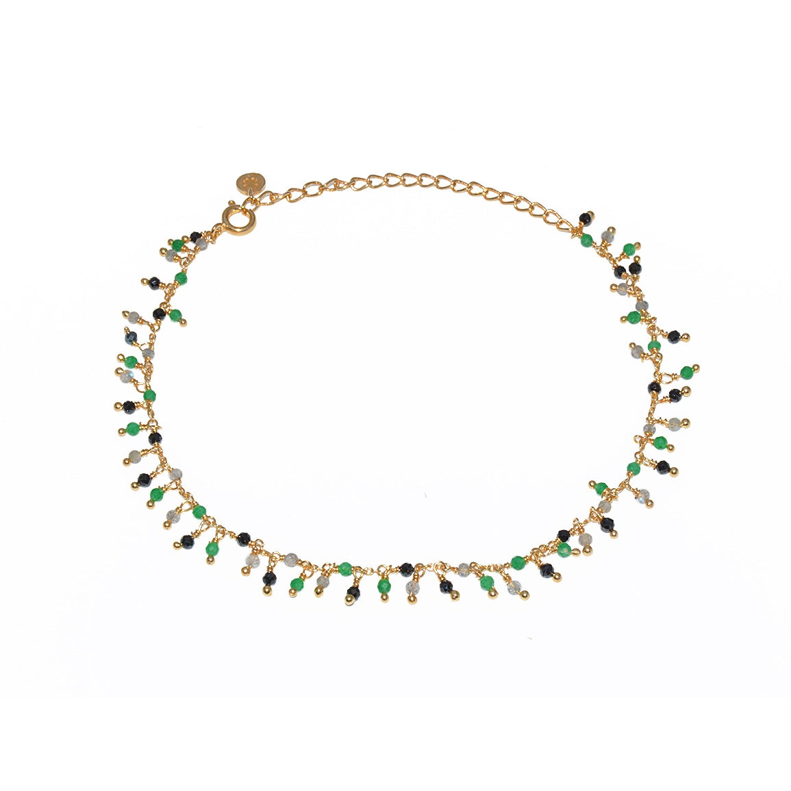 Bracelet de cheville doré et pampilles multi pierres - ONYX