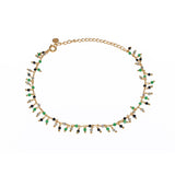 Bracelet de cheville doré et pampilles multi pierres - ONYX