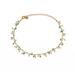 Bracelet de cheville doré et pampilles multi pierres -