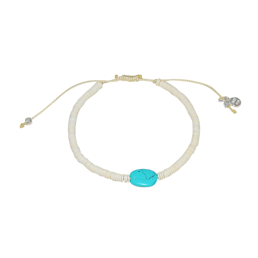 Bracelet vinyle blanc et turquoise