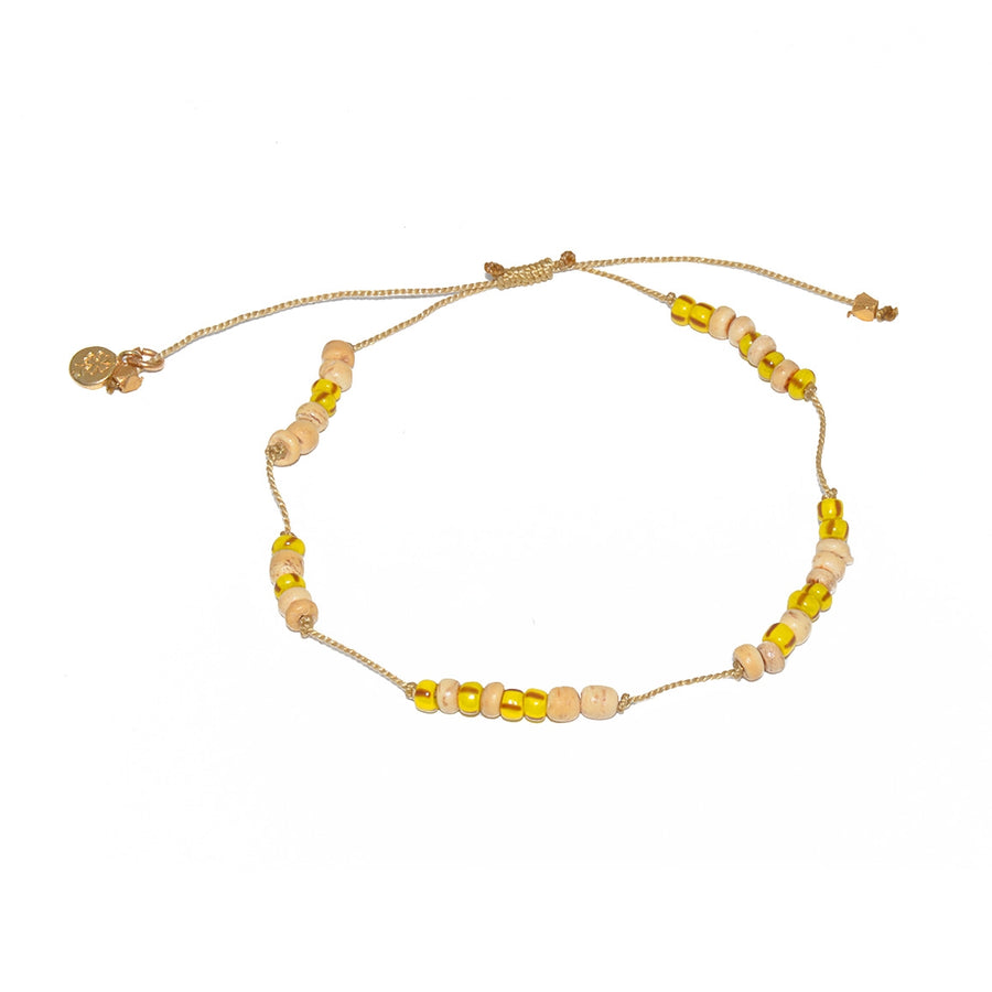 Bracelet perles de bois et miyuki jaune