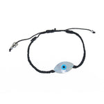 Bracelet cordon noir et oeil nacre