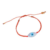 Bracelet cordon rouge doré et oeil nacre