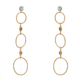 Boucles dorées anneaux martelés et pierre - LABRADORITE