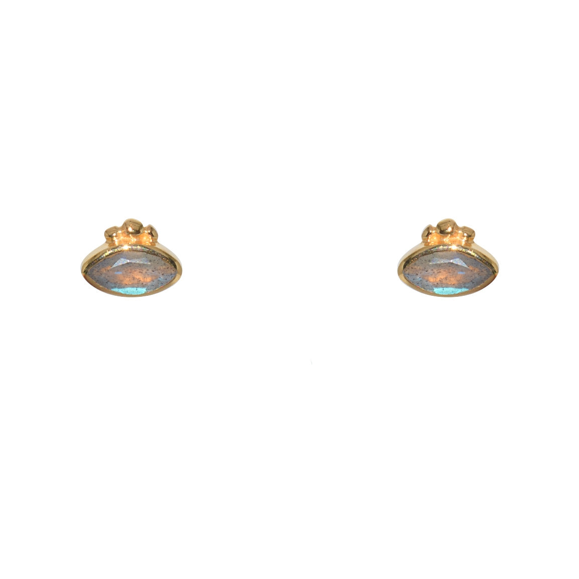 Boucles dorées et pierre ovale - LABRADORITE
