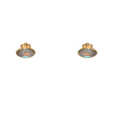 Boucles dorées et pierre ovale - LABRADORITE