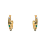 Créoles dorées striées multi pierres - ONYX VERTE - PREHNITE
