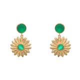 Boucles dorées fleur martelé et pierre